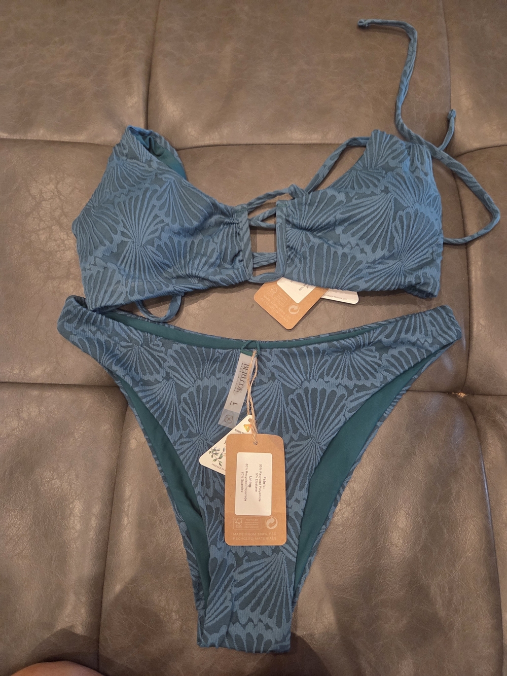 Sea Breeze Shell-Print Bikini Set in Teal